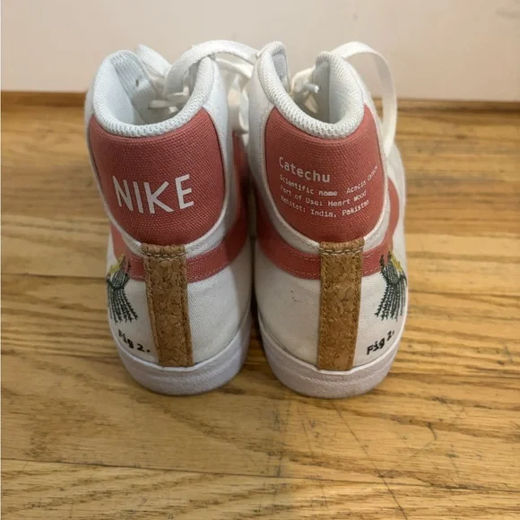 Nike Blazer Mid 77 Catechu Women White Pink Embroidered Sneakers size 8.5 EUC - Picture 4 of 6
